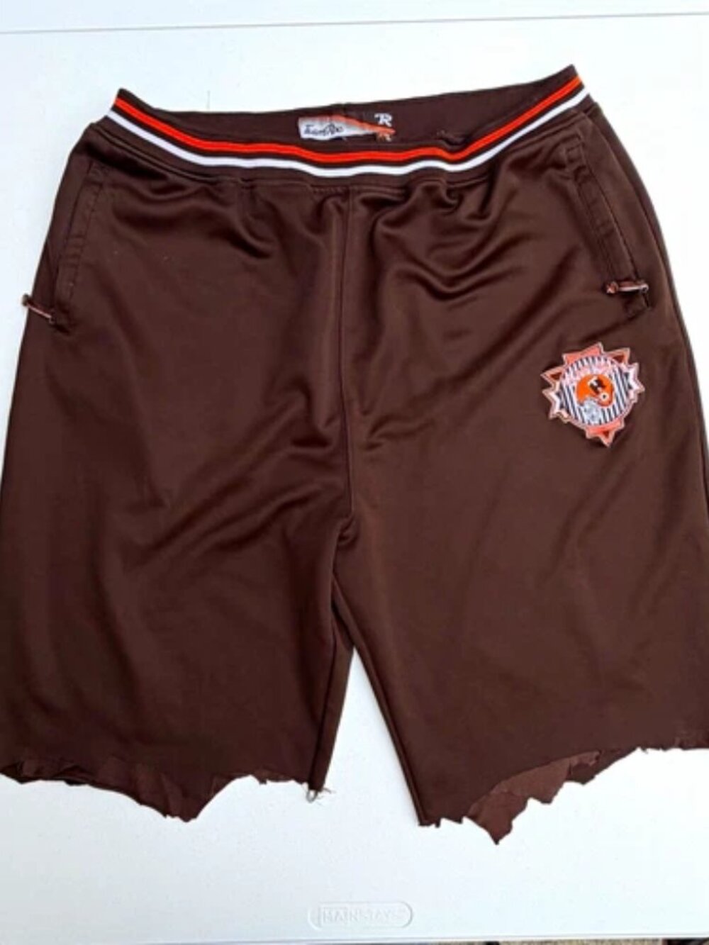Vintage Rocawear Team Roc Shorts Mens 2XL Brown Y2K Streetwear Cut Off Raw Hem